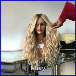 100% Brazilian Real Human Hair Wig Highlight Balayage Blonde Remy Lace Front Wig