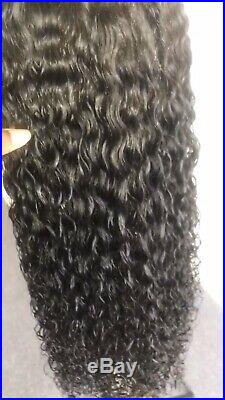 100% Curly Brazilian Human Hair Glueless Lace Frontal Wigs with Baby Hair. 20