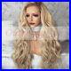 100% Peruvian Real Human Hair Wig Ombre Balayage Blonde Wavy Remy Lace Front Wig