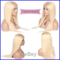 100% Real Brazilian Human Hair Straight Wavy Full Wig Black Blonde Lace Front si