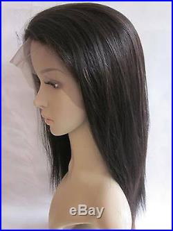 12'' Silky Straight Natural Black 100% indian remy human hair Front lace WigS
