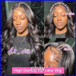13×4 Black Lace Frontal Wigs Body Wave Human Hair Pre Plucked With Baby Hair
