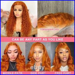 13×4 Ginger Orange Curly Lace Front Wig Remy Deep Wave Human Hair Wigs for Women