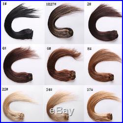 14-30 100% Clip In Real Human Hair Extensions Black Brown Blonde Highlight