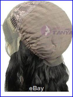 20 100% Indian remy human hair hair Big Natural Wavy 1b# lace front wig