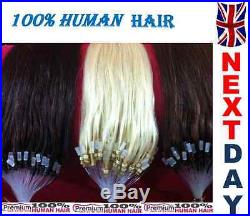 20 Loop Micro Ring 100% Remy Human Hair Extensions, Choose Colour, 6A QUALITY