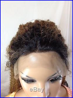 22 KINKY CURLY / WAVY, #1b /#30/#24 Two tone, FULL LACE Wig, 100% Human Hair