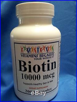 2 Pack Biotin Maxium Strength 10000 mcg Herb 1 + Year Supply Healthy Hair/Nails