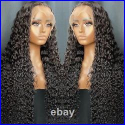 30inch Curly Deep 4x4 Lace Closure Human Hair Wig Black 13x4 Lace Frontal wigs