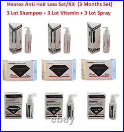3 LOT Haarex Anti Hair Loss Kit (3 Shampoo + 3 Vitamin + 3 Serum) 3 Months Set