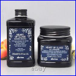 4 ITEMS KIT Davines Heart Of Glass Shampoo, Conditioner, Sheer Glaze N Treatment