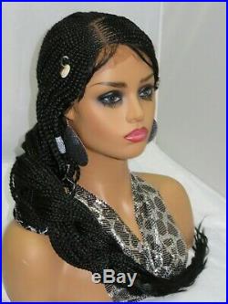 4 by 4 closure-Ghana weaving- braided wig-summer style- lace front- black wig