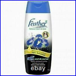 4x340ml Feather Nature Clean Hair Care Black Style Shine Shampoo Beauty Styling