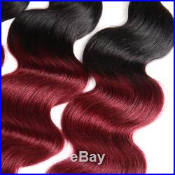 8A Ombre Hair Bundles 300g 100% Brazilian Virgin Human Hair Extensions Burgundy