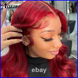 99J Burgundy 13x4 Lace Front Wigs Women Loose Deep Wave Human Hair Cosplay Wigs