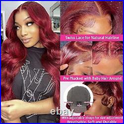 99J Burgundy Lace Front Wig Human Hair Body Wave Lace Frontal Wig 13×4 Lace Wigs