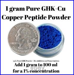 99% GHK-Cu Copper 1g-100g Hair Growth. Anti-Aging +4 add'l items FREE