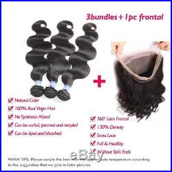9A 360 Lace Frontal Closure with Bundles Brazilian Body Wave Human Virgin Hair