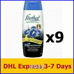 9x340ml Feather Nature Clean Hair Care Black Style Shine Shampoo Beauty Styling