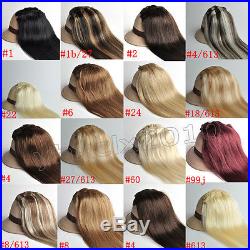 AAA Grade Full Head Clip in on Real Human Hair Extensions Black Brown Blonde Red