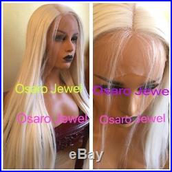 Ariana grande Light platinum blonde straight hair. Lace front wig. Human