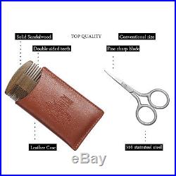 Beard Care Travel Kit Trimming Grooming Barber Oil Brush Comb Balm Scissor Gift
