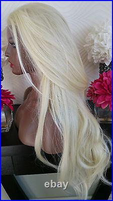 Beautiful Platinum Blonde Mix Lace Front Wig Long Wavy Heat Safe