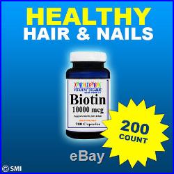 Biotin Maxium Strength 10000mcg Herb-200 Caps 6 Month Supply Healthy Hair/Nails
