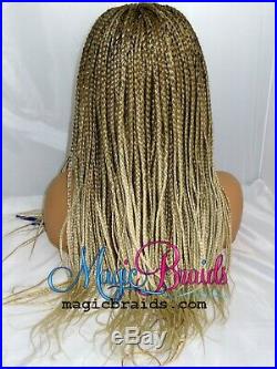 Blond wig- 4 by 4 closure- braided wig- Cornrow braided- Handmade- box braids