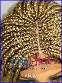 Blond wig- 4 by 4 closure- braided wig- Cornrow braided- Handmade- box braids