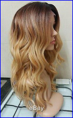 Blonde Human hair wig, ombre, silk based lace, hand tied, golden blonde, lace
