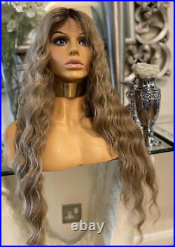 Blonde human hair Blend Lace Front Wig Centre Part Ginger Golden Blonde Wig