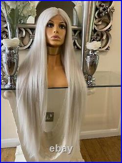 Blonde human hair blend Wig Grey lace front Wig Silver Lace Front Wig Centre Par