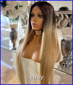 Blonde human hair blend wig Blonde Wig lace front Wig Centre Part wig