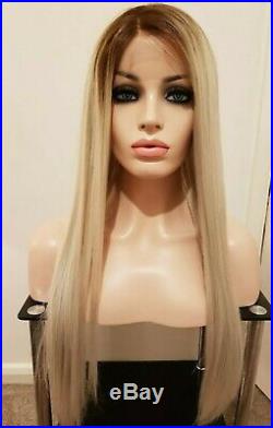 Blonde human hair wig, handtied hand knotted ombre, lace front wig