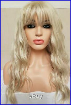 Blonde human hair wig light white platinum transparent front lace bangs fringe