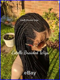 Braided Lace Wig, Feed-in Cornrows, Full Density! Box Braids Wig, Ghana Weave