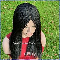 Braided Wig With Lace Closure. Million Braids Micro Twists, Full Density