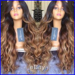 Brazilian Glueless Lace Front Human Hair Wigs Ombre Highlight Full Lace Wig Wavy