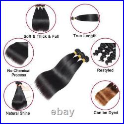 Brazilian Human Hair Bundles Straight 1/3/4 pcs Weft Extensions Remy Virgin Hair