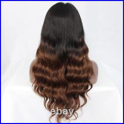 Brazilian Human Hair Lace Front Wig #1b/#30 Ombre Virgin Full Lace Wig Body Wave