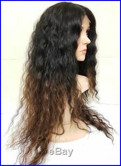 Brazilian human hair wig, Lace Front Wig, Lace Wig, brown black curly afro