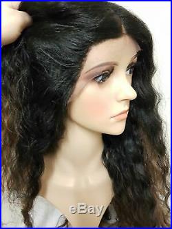 Brazilian human hair wig, Lace Front Wig, Lace Wig, brown black curly afro