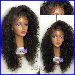 Brazilian soft curly full/front lace wig Human Hair baby hair bleached knots