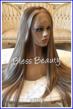 Brown Blonde Highlight Lace Front Wig. Human Hair Blend. New