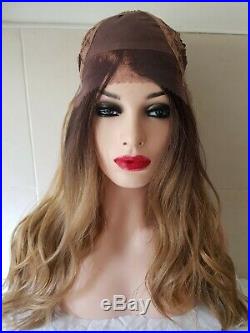 Brown Human Hair Wig Long Bob, Free Part, Swiss Lace Front, Chestnut Ash Brown