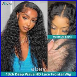 Deep Wave Lace Front Human Hair Wig HD Transparent PrePlucked Wet And Wavy Wigs