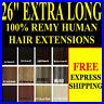 Extra Long Full Head 26 Inch Clip In 100% Remy Human Hair Extensions