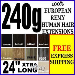Extra Thick Full Head 24 Inch Long Clip In 100% Remy Human Hair Extensions