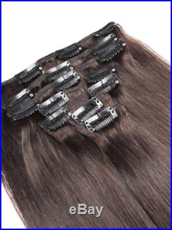 Extra Thick Fullhead Long Clip In Remy Human Hair Extensions Brown Blonde Black